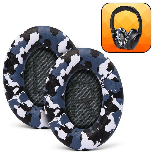 Wicked Cushions Bose QC 35 Replacement Ear Pads (Black, Midnight Blue, Silver, Geo Grey, Snow Camo, Black Camo, 90s White, 90s Black) (DW-EUAI-QYAW, ZI-3M67-96O0, 4B-NWTC-V89C, TI-AZM0-J0JH, OC-90BK-QG4D, Z7-YSOW-KHPB, BoseQC35-90W, BoseQC35-90B)