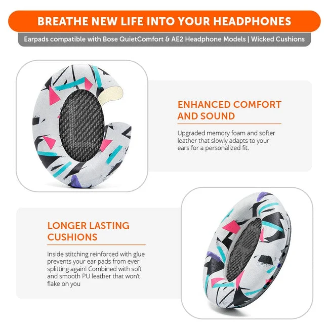 Wicked Cushions Bose QC 35 Replacement Ear Pads (Black, Midnight Blue, Silver, Geo Grey, Snow Camo, Black Camo, 90s White, 90s Black) (DW-EUAI-QYAW, ZI-3M67-96O0, 4B-NWTC-V89C, TI-AZM0-J0JH, OC-90BK-QG4D, Z7-YSOW-KHPB, BoseQC35-90W, BoseQC35-90B)