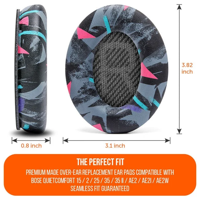 Wicked Cushions Bose QC 35 Replacement Ear Pads (Black, Midnight Blue, Silver, Geo Grey, Snow Camo, Black Camo, 90s White, 90s Black) (DW-EUAI-QYAW, ZI-3M67-96O0, 4B-NWTC-V89C, TI-AZM0-J0JH, OC-90BK-QG4D, Z7-YSOW-KHPB, BoseQC35-90W, BoseQC35-90B)