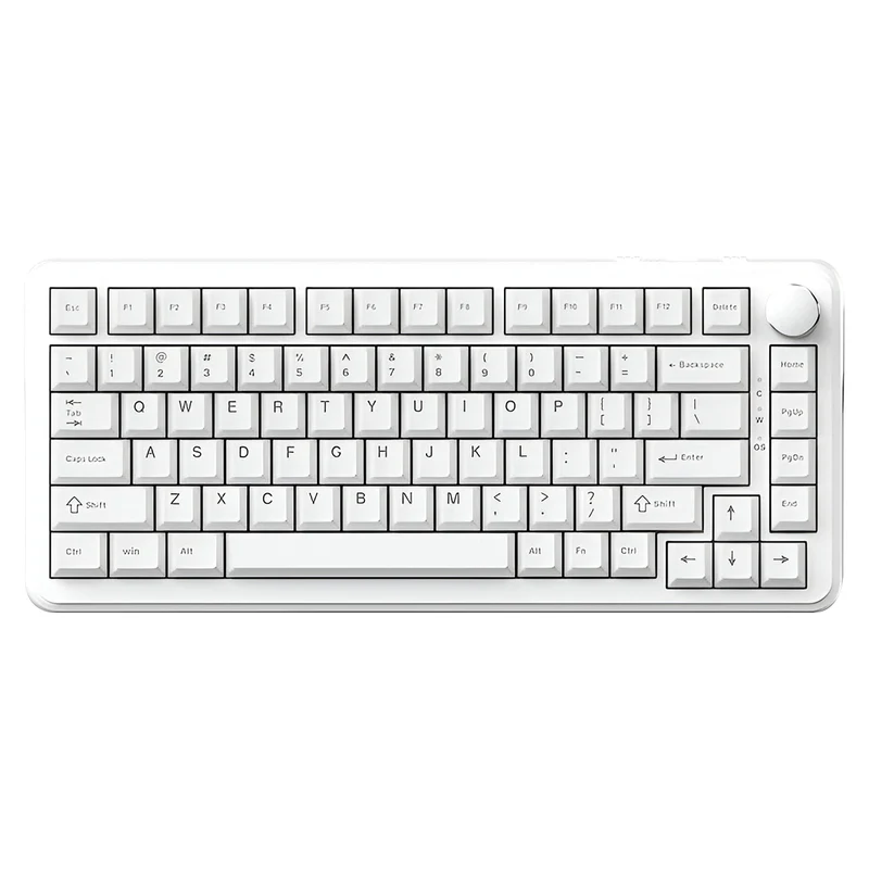 Ajazz AK820 Max No Light Wired 75% 82-Keys Gasket-Mounted South Facing Hot Swappable Mechanical Keyboard Knob (White) (Magnetic Switch)