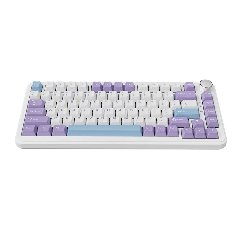 Ajazz AK820 Max RGB Wired 75% 82-Keys Gasket-mounted South Facing Hot Swappable Mechanical Keyboard Knob FR4 PCB (Purple/White/Blue) (Magnetic Switch)