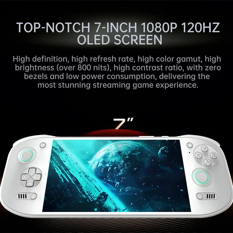 AYN Odin 2 Portal Pro Snapdragon 8gen2 Processor 7" 1080P 120Hz OLED 3D Curved Touch Screen 12GB RAM + 512GB SSD Android 13 Handheld Gaming Console (White)