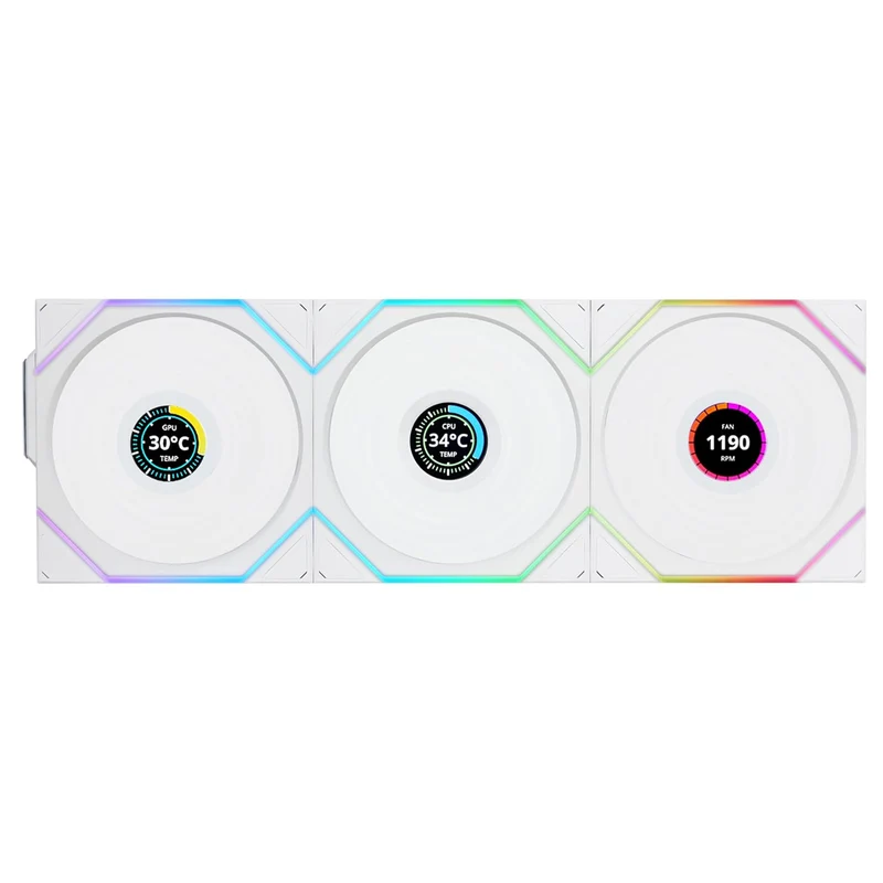 Lian Li Uni Fan TL Wireless LCD 120mm Revolutionary ARGB Triple Fan (Black, White)