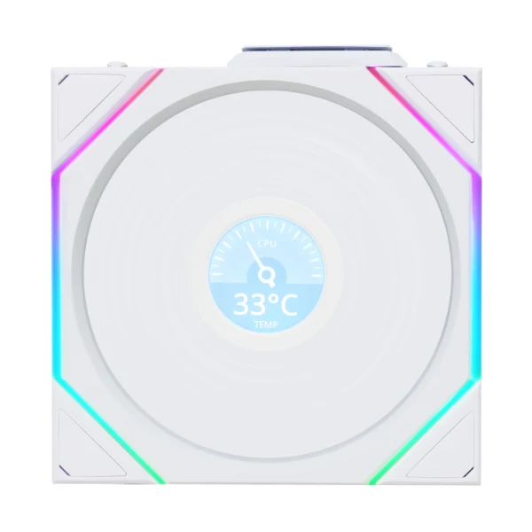 Lian Li Uni Fan TL Wireless LCD 120mm Revolutionary ARGB Triple Fan (Black, White)