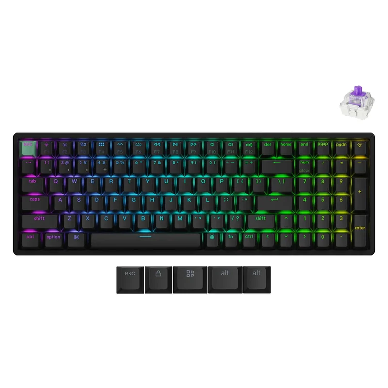 Keychron K4 HE Standard Ed. Hot-Swappable RGB Backlight 96% Wireless Magnetic Switch Custom Keyboard - Black (Gateron Double-Rail Magnetic Nebula Switch) (K4H-J1)