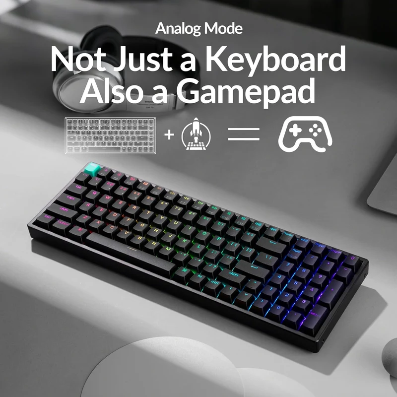 Keychron K4 HE Standard Ed. Hot-Swappable RGB Backlight 96% Wireless Magnetic Switch Custom Keyboard - Black (Gateron Double-Rail Magnetic Nebula Switch) (K4H-J1)