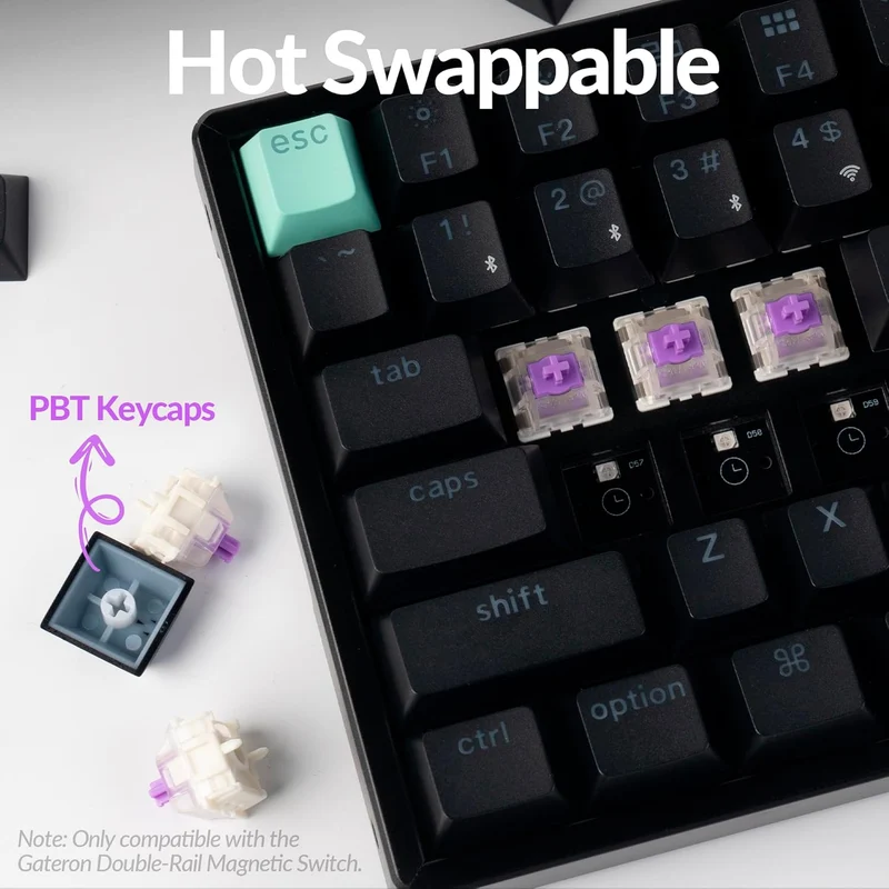 Keychron K4 HE Standard Ed. Hot-Swappable RGB Backlight 96% Wireless Magnetic Switch Custom Keyboard - Black (Gateron Double-Rail Magnetic Nebula Switch) (K4H-J1)