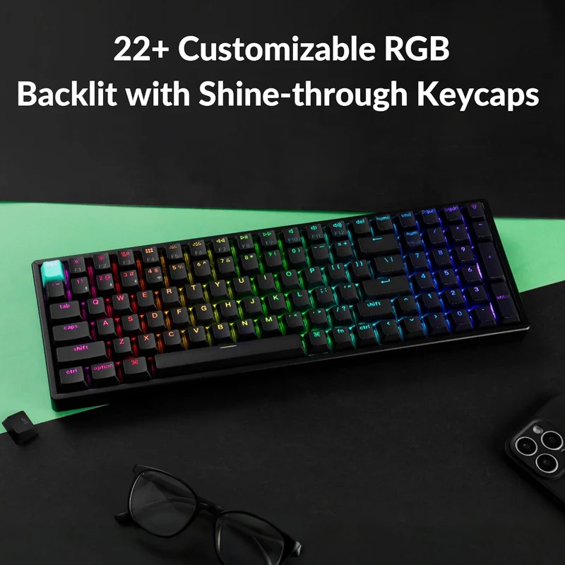 Keychron K4 HE Standard Ed. Hot-Swappable RGB Backlight 96% Wireless Magnetic Switch Custom Keyboard - Black (Gateron Double-Rail Magnetic Nebula Switch) (K4H-J1)