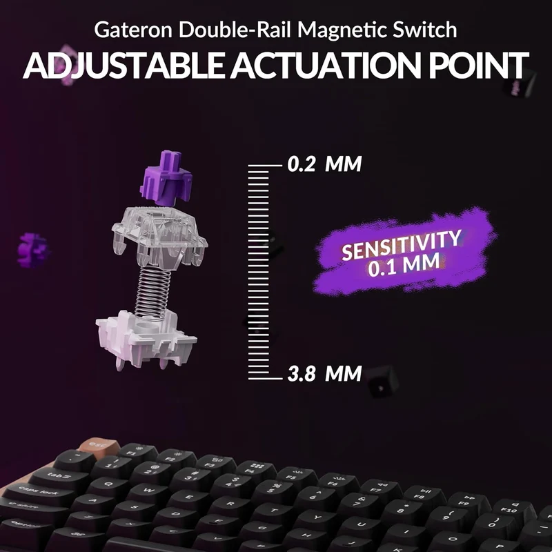 Keychron K4 HE Standard Ed. Hot-Swappable RGB Backlight 96% Wireless Magnetic Switch Custom Keyboard - Black (Gateron Double-Rail Magnetic Nebula Switch) (K4H-J1)