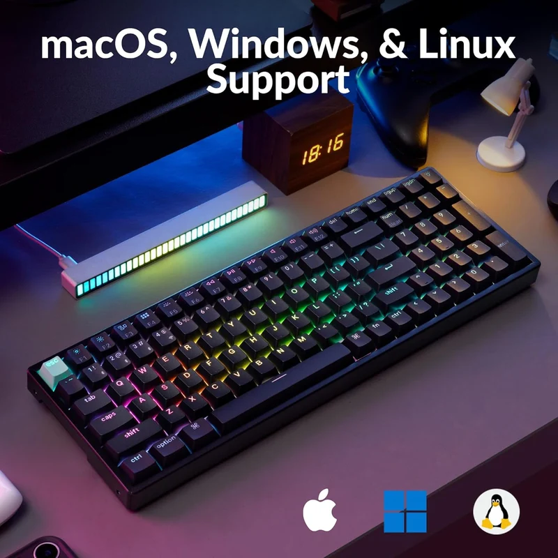 Keychron K4 HE Standard Ed. Hot-Swappable RGB Backlight 96% Wireless Magnetic Switch Custom Keyboard - Black (Gateron Double-Rail Magnetic Nebula Switch) (K4H-J1)
