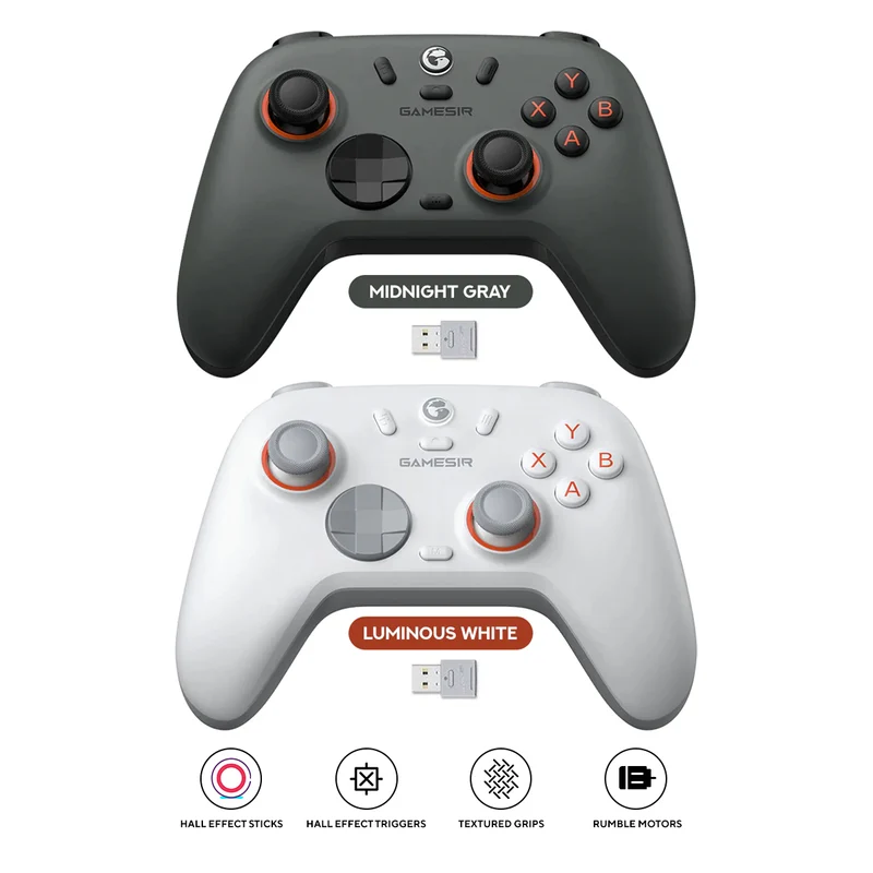 GameSir Nova 2 Lite Multiplatform Wireless Game Controller (Midnight Gray, Luminous White)