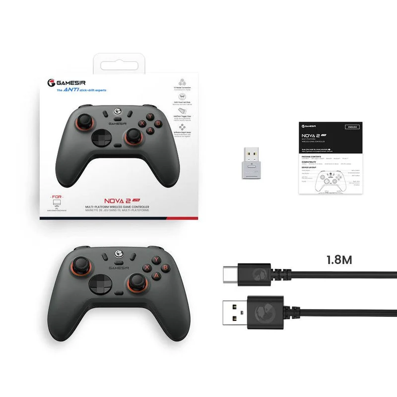 GameSir Nova 2 Lite Multiplatform Wireless Game Controller (Midnight Gray, Luminous White)
