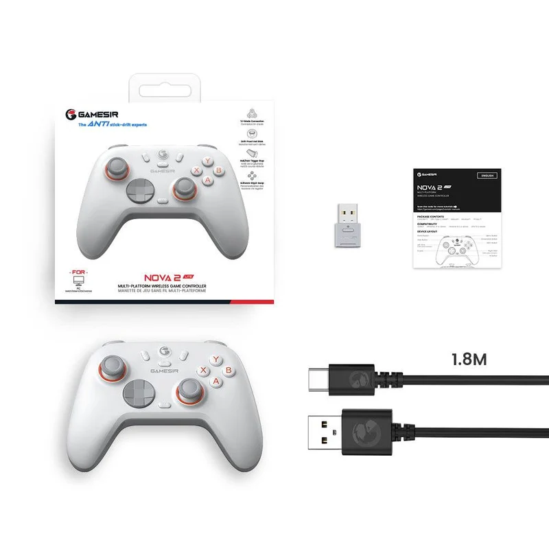 GameSir Nova 2 Lite Multiplatform Wireless Game Controller (Midnight Gray, Luminous White)