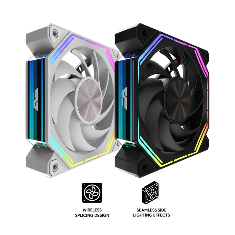 DarkFlash INF34 PWM ARGB Single Cooling Fan (Black, White)