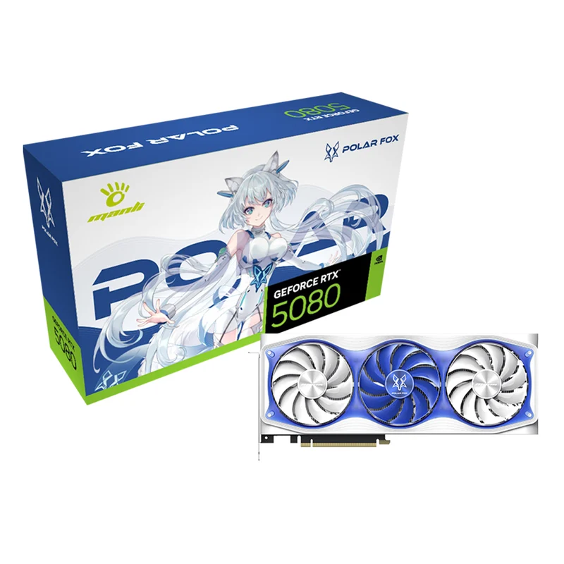 Manli Polar Fox GeForce RTX 5080 OC 16GB GDDR7 RGB Triple Cooler Graphics Card (M-N508PO/D716G-M3630)