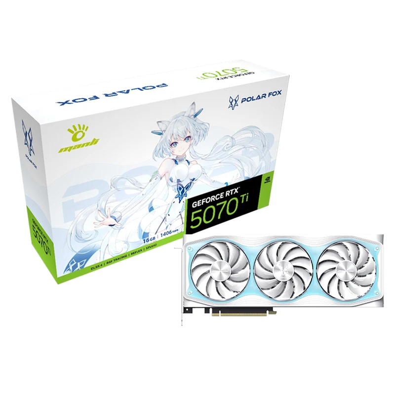 Manli Polar Fox GeForce RTX 5070 TI OC 16GB GDDR7 RGB Triple Cooler Graphics Card (M-N507TIPO/D716G-M3644)