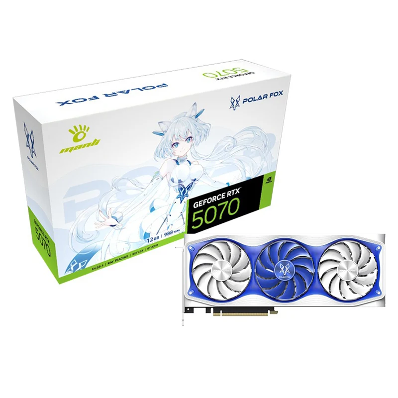 Manli Polar Fox GeForce RTX 5070 OC 12GB GDDR7 RGB Triple Cooler Graphics Card (M-N507PO/D712G-M3633)