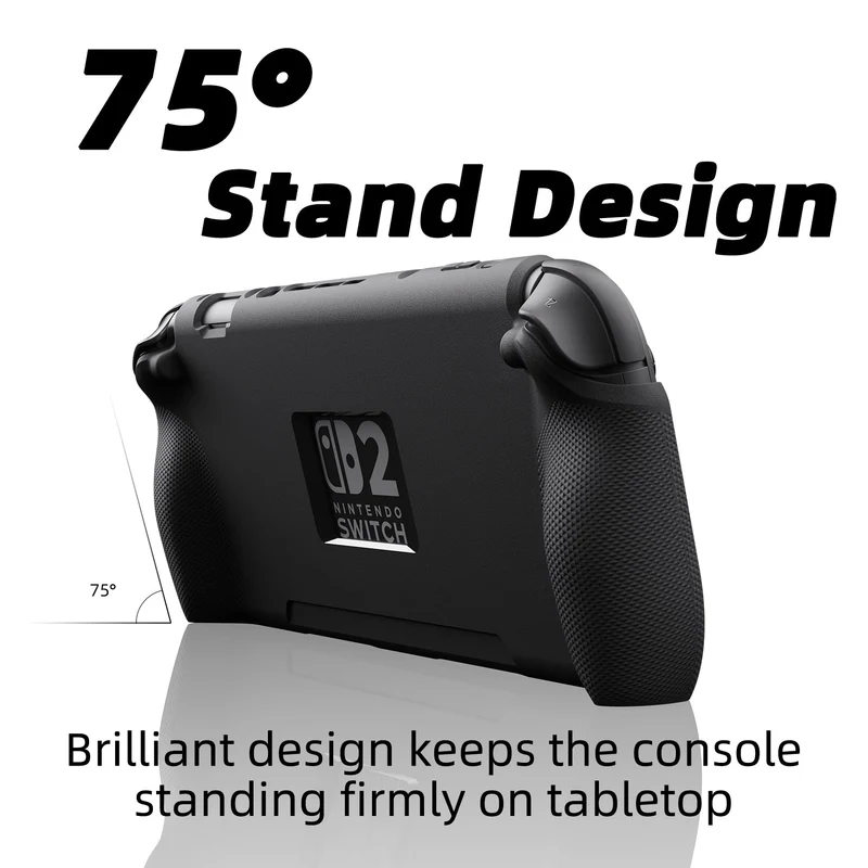 Skull & Co. StandGrip Protective Case for Nintendo Switch 2 (Black, Smoky Black, Galactic Purple, Light Green, Mario Red, Zelda Green)