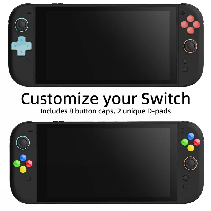 Skull & Co. D-Pad Button Cap Set for Nintendo Switch 2 (SFC, Neon Blue/Red, Light Purple/Light Green, Blue/Yellow)