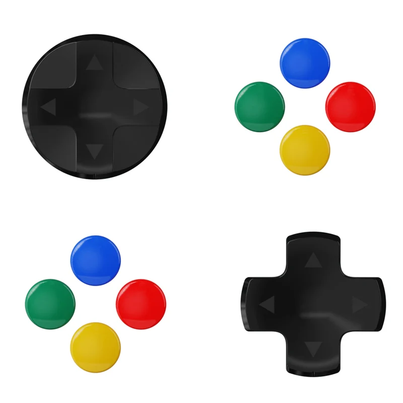 Skull & Co. D-Pad Button Cap Set for Nintendo Switch 2 (SFC, Neon Blue/Red, Light Purple/Light Green, Blue/Yellow)