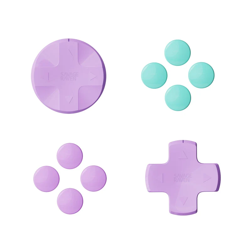 Skull & Co. D-Pad Button Cap Set for Nintendo Switch 2 (SFC, Neon Blue/Red, Light Purple/Light Green, Blue/Yellow)
