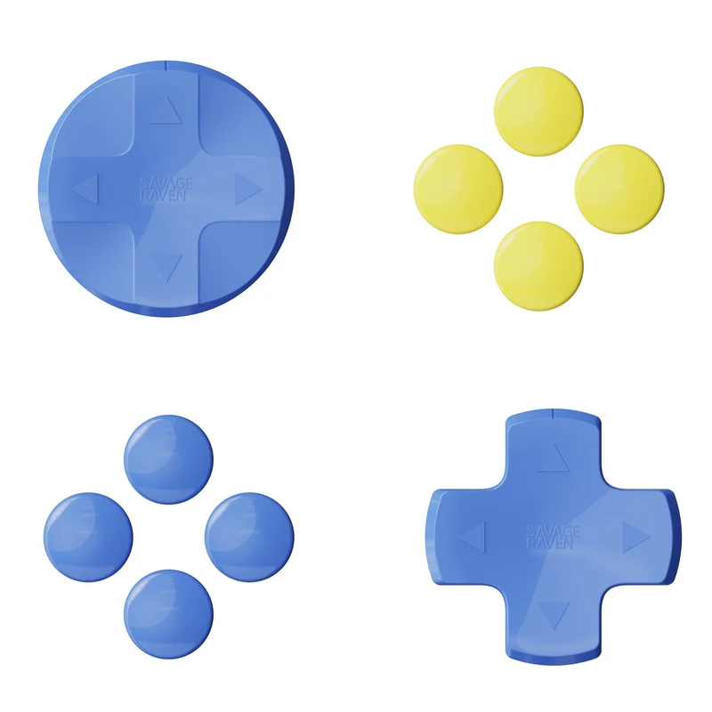 Skull & Co. D-Pad Button Cap Set for Nintendo Switch 2 (SFC, Neon Blue/Red, Light Purple/Light Green, Blue/Yellow)