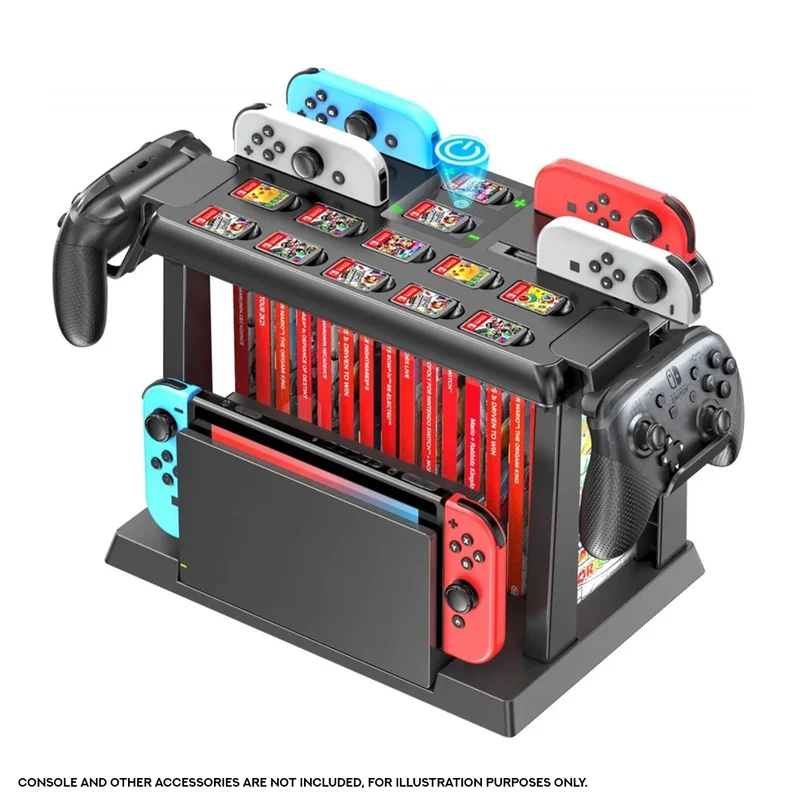 OIVO Controller Charger with Game Slots & Controller Charger for Nintendo Switch / Nintendo Switch OLED (Black) (VG-K502)