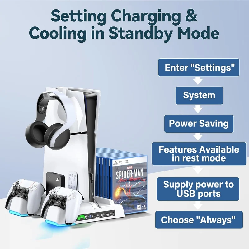 OIVO Cooling Stand with Dual Controller Charger for PS5 Digital / PS5 Disc Edition (White) (NG-P5235X-01OB)