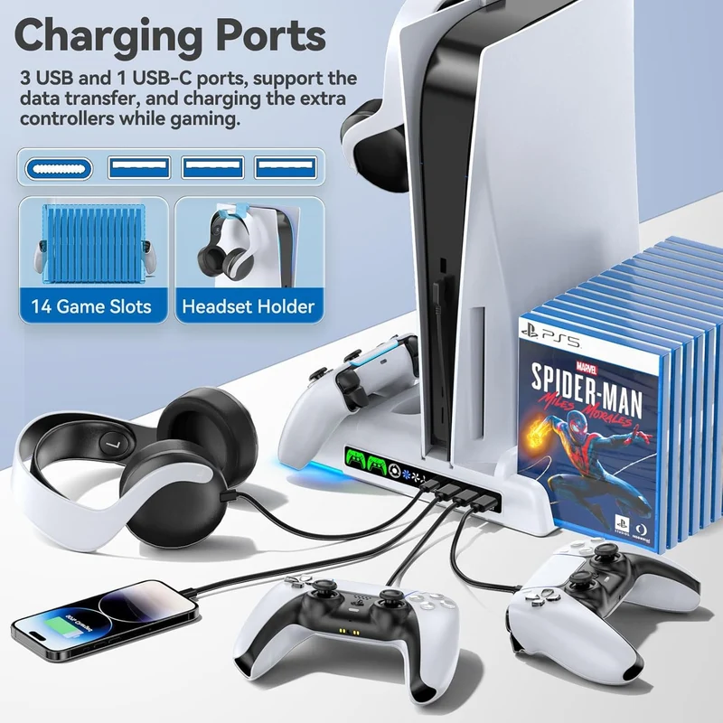 OIVO Cooling Stand with Dual Controller Charger for PS5 Digital / PS5 Disc Edition (White) (NG-P5235X-01OB)