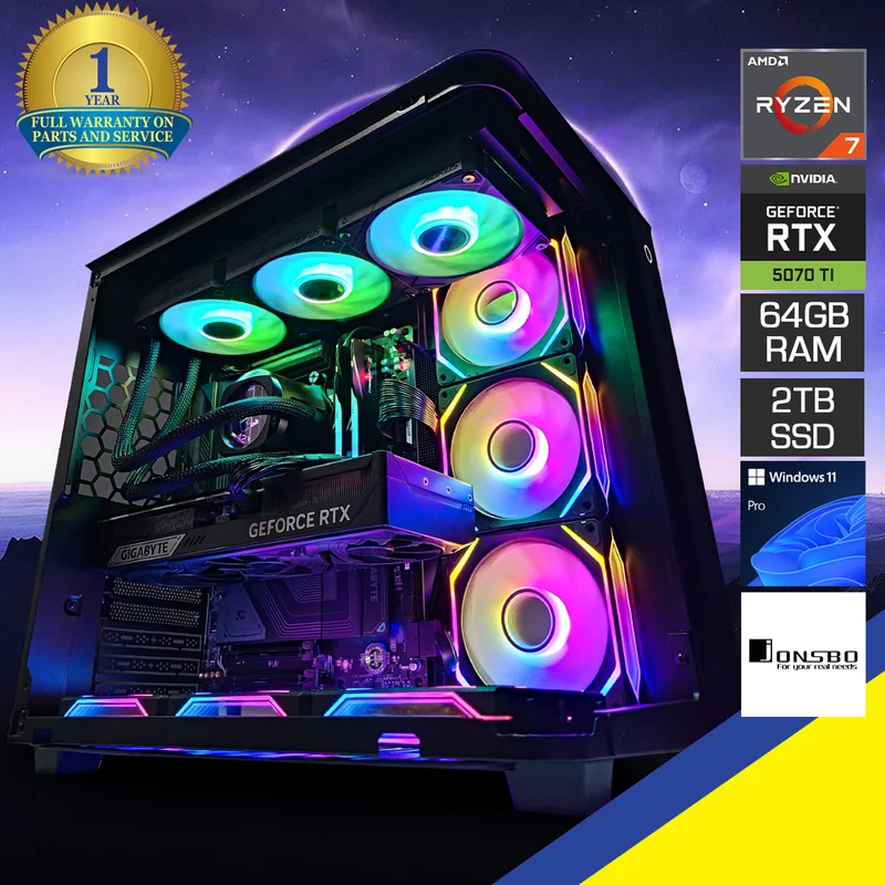 Ultra TK-3 Black Desktop Gaming PC | AMD Ryzen 7 7800X3D | 64GB RAM | 2TB SSD | RTX 5070 Ti | Windows 11 Pro