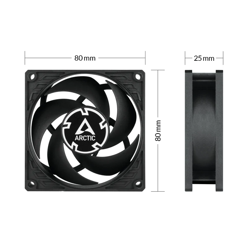 Arctic P8 Max High-Speed 80mm PWM Single Fan (Black) (ACFAN00286A)