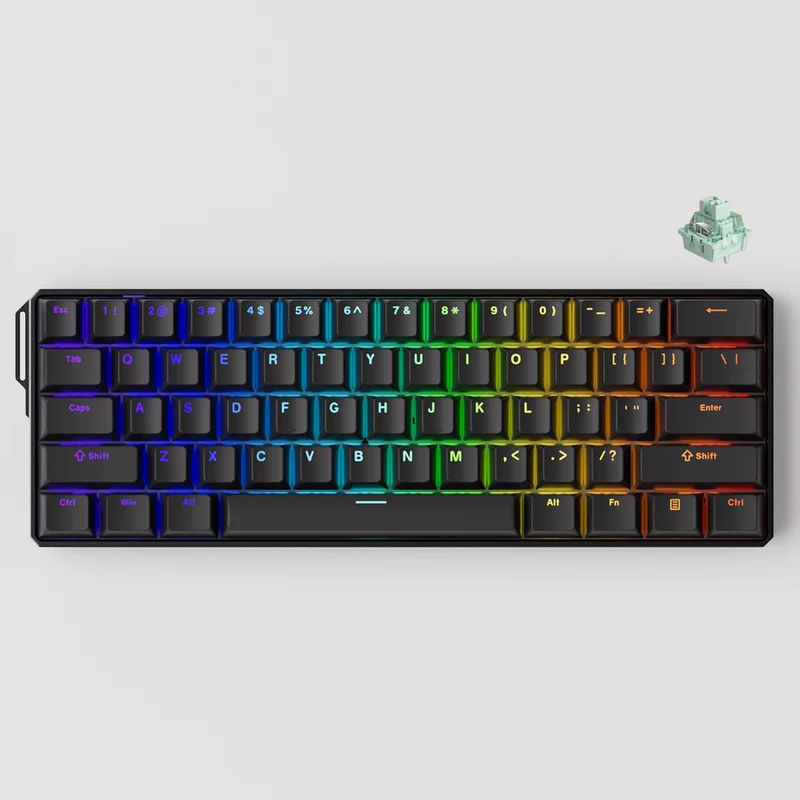 MonsGeek FUN60 Ultra TMR Shine-Through Black Multi-Mode RGB Mechanical Keyboard (Akko Glare Magnetic Switch)