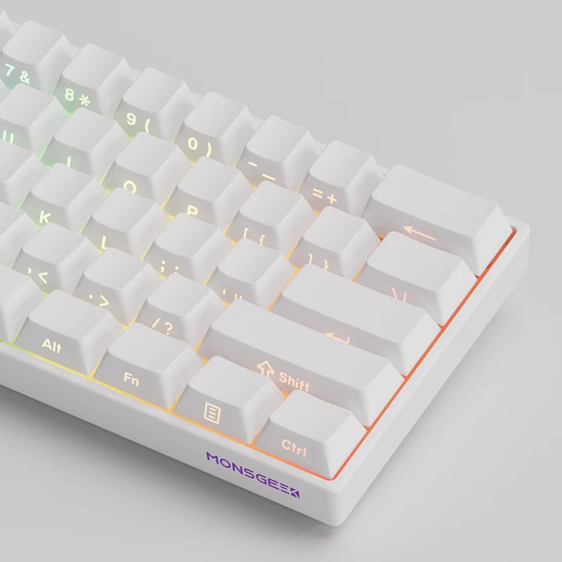 MonsGeek FUN60 Pro SP Shine-Through White Multi-Mode RGB Mechanical Keyboard (Akko Glare Magnetic Switch)