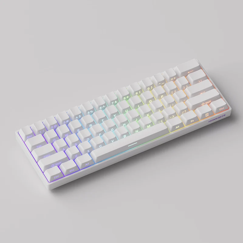 MonsGeek FUN60 Pro SP Shine-Through White Multi-Mode RGB Mechanical Keyboard (Akko Glare Magnetic Switch)