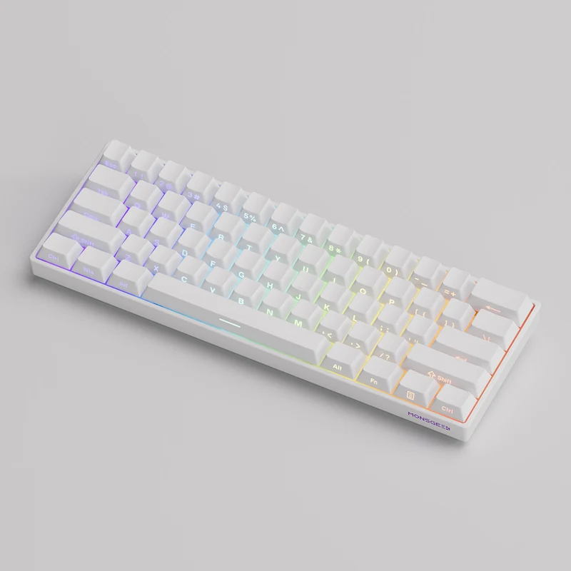 MonsGeek FUN60 Pro SP Shine-Through White Multi-Mode RGB Mechanical Keyboard (Akko Glare Magnetic Switch)
