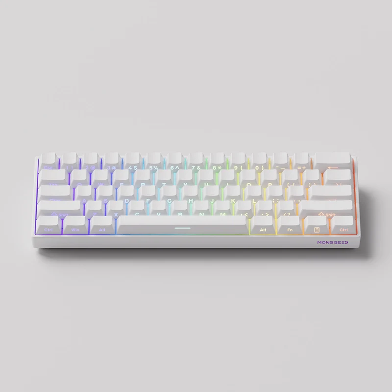 MonsGeek FUN60 Pro SP Shine-Through White Multi-Mode RGB Mechanical Keyboard (Akko Glare Magnetic Switch)