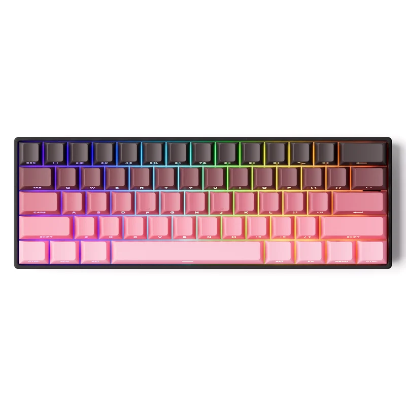 MonsGeek FUN60 Pro SP Shine-Through Black & Pink Gradient Multi-Mode RGB Mechanical Keyboard (Akko Glare Magnetic Switch)