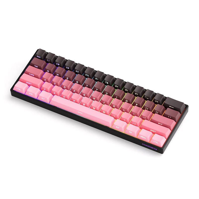 MonsGeek FUN60 Pro SP Shine-Through Black & Pink Gradient Multi-Mode RGB Mechanical Keyboard (Akko Glare Magnetic Switch)