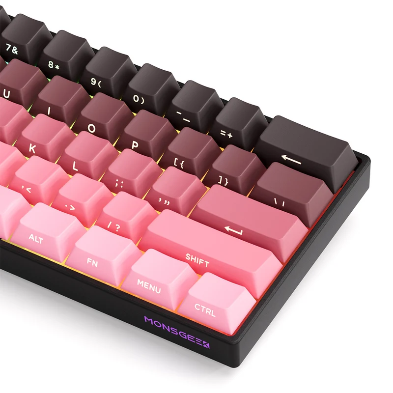 MonsGeek FUN60 Pro SP Shine-Through Black & Pink Gradient Multi-Mode RGB Mechanical Keyboard (Akko Glare Magnetic Switch)