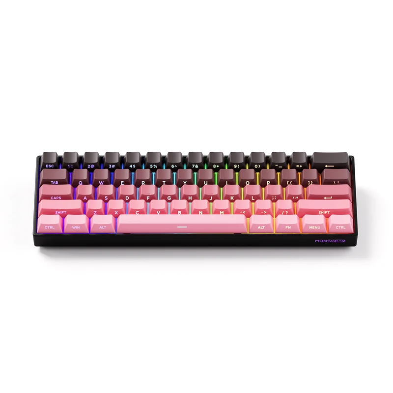 MonsGeek FUN60 Pro SP Shine-Through Black & Pink Gradient Multi-Mode RGB Mechanical Keyboard (Akko Glare Magnetic Switch)
