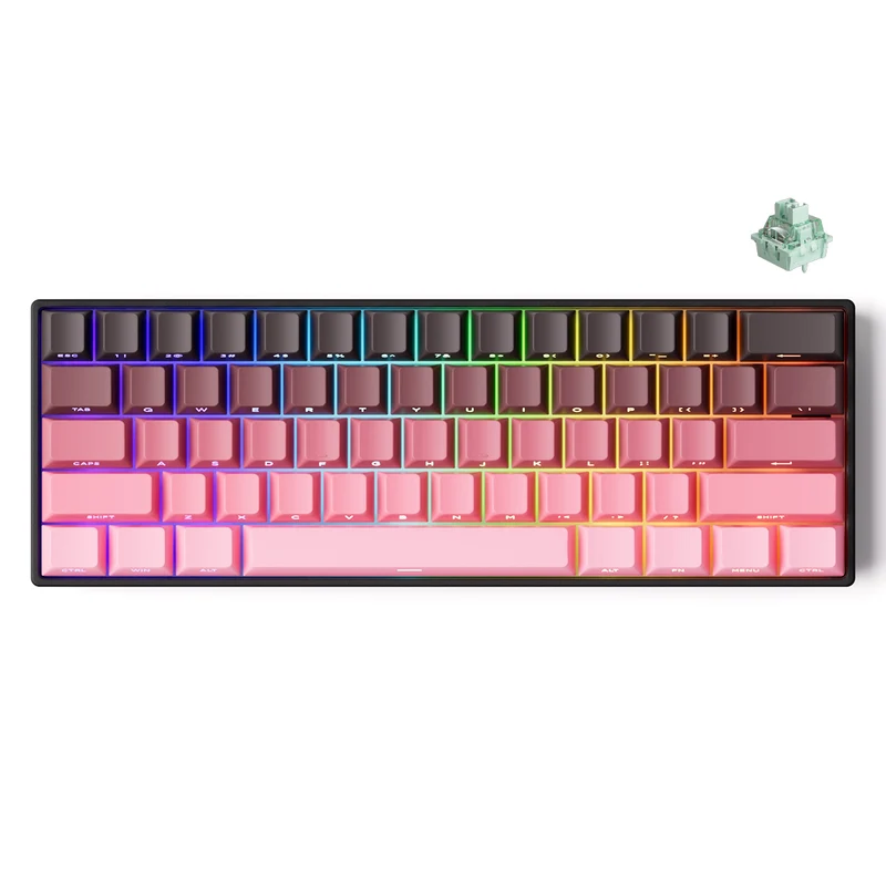 MonsGeek FUN60 Pro SP Shine-Through Black & Pink Gradient Multi-Mode RGB Mechanical Keyboard (Akko Glare Magnetic Switch)