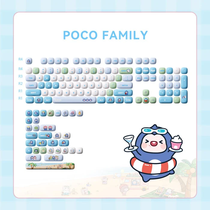 Akko Poco Family - Poco Penguin Keycap Set MOG Profile 136 Keys