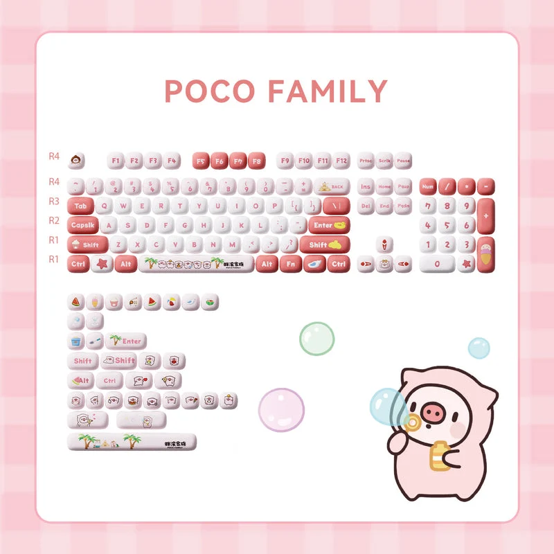 Akko Poco Family - Poco Piggy Keycap Set MOG Profile 138 Keys