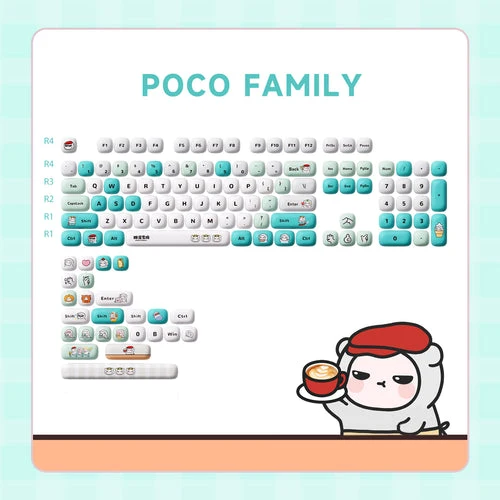 Akko Poco Family - Poco Bear Keycap Set MOG Profile 129 Keys