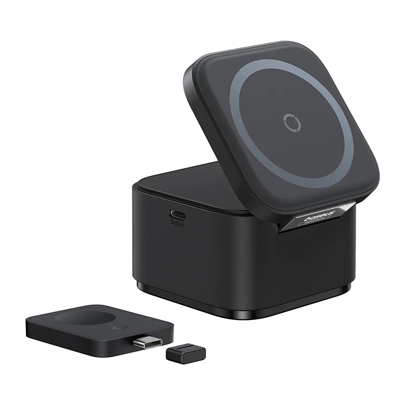 Baseus MagPro 3-in-1 Magnetic Wireless Charger Includes MagPro Magnetic Wireless Charger for E-Watch 25W (Cosmic Black) (P10264100123-01)