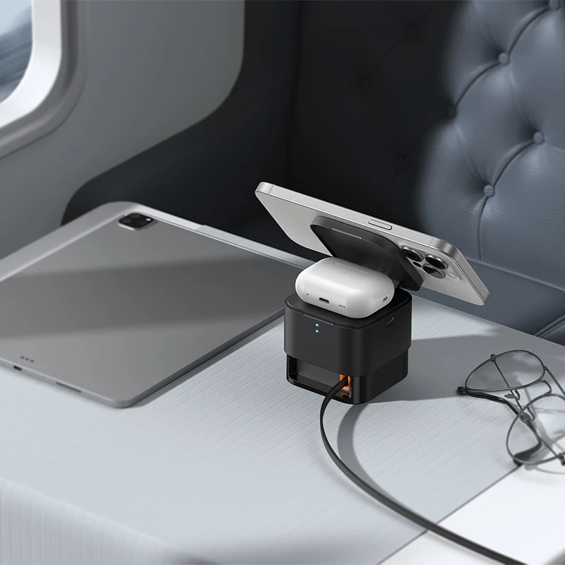 Baseus MagPro 3-in-1 Magnetic Wireless Charger Includes MagPro Magnetic Wireless Charger for E-Watch 25W (Cosmic Black) (P10264100123-01)
