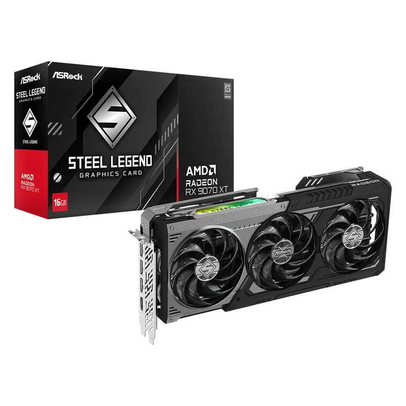 ASRock AMD Radeon RX 9070 XT Steel Legend Dark 16GB GDDR6 Graphics Card