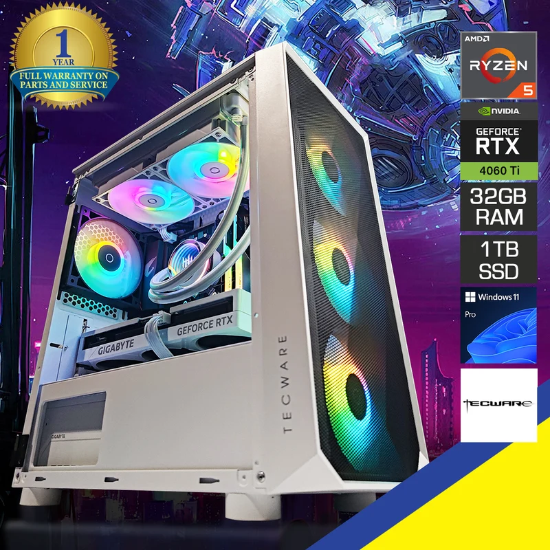Sigma Omni Link White Desktop Gaming PC | AMD Ryzen 5 5600GT | 32GB RAM | 1TB SSD | RTX 4060 TI | Windows 11 Pro