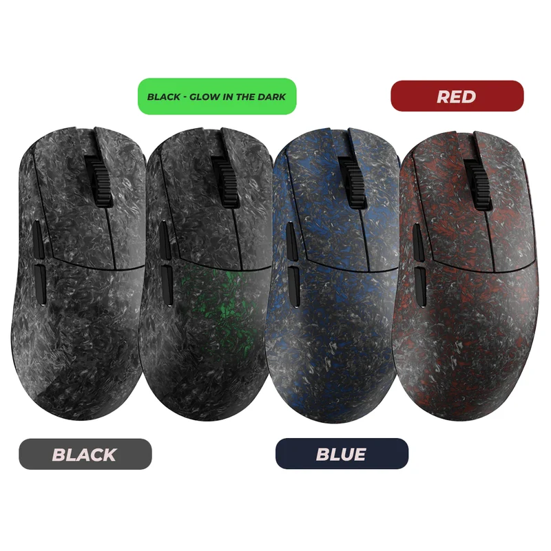 WLMouse YING Forged Carbon Fiber Gaming Mouse ( Black - Glow in the Dark, Black, Blue, Red)