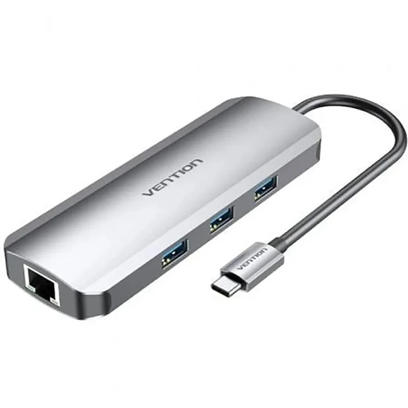 Vention 9-in-1 USB-C Docking Station - USB-C to HDMI + USB 3.0 x 3 + RJ45 + SD + TF + TRRS 3.5mm + PD - 0.15M (TOLHB)